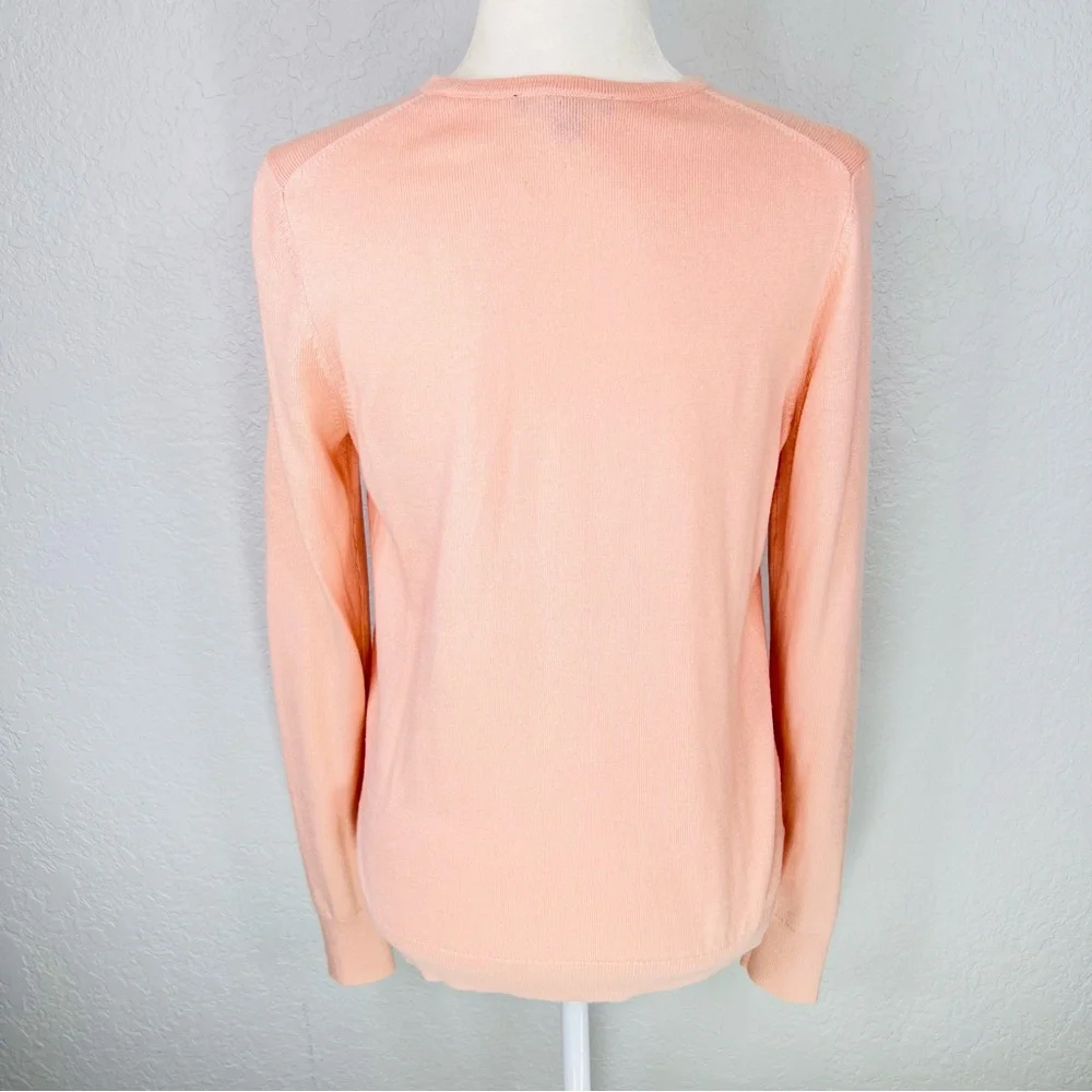 Ann Taylor Blush Pink Gemstone Embellished Wool Blend Knit Crew Neck Sweater